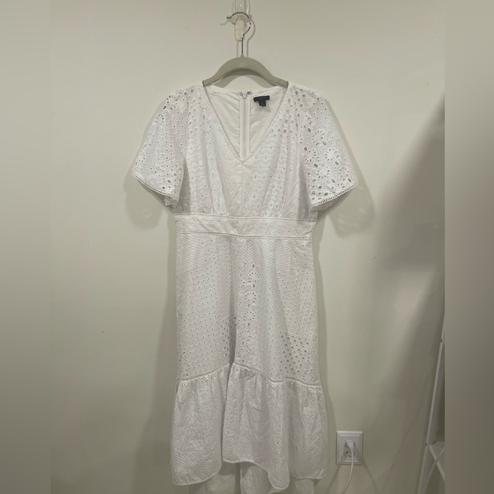 Ann Taylor White Eyelet Midi Dress